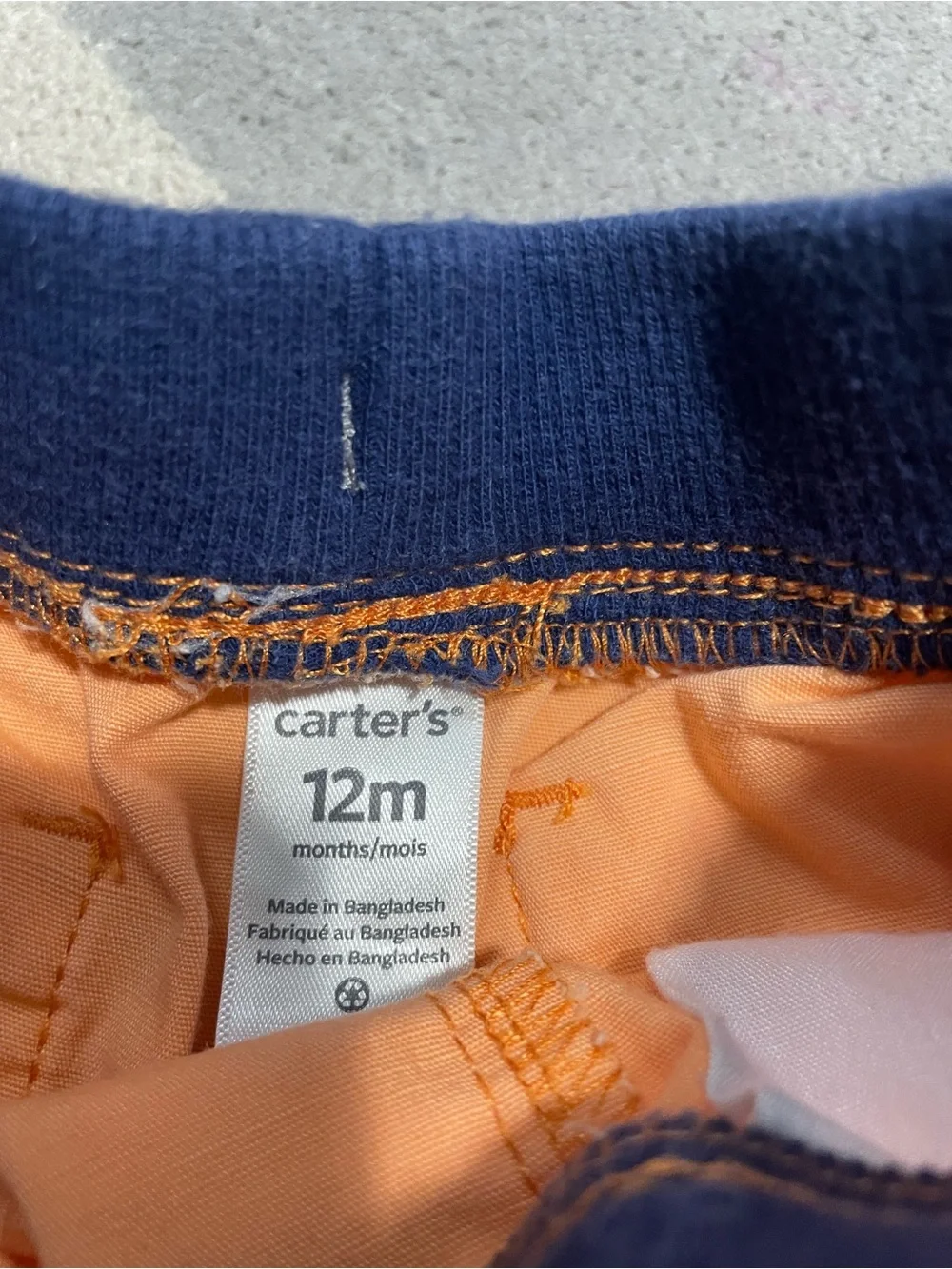 Carter's Peach Pull-On Shorts with Gray & Navy Waistband